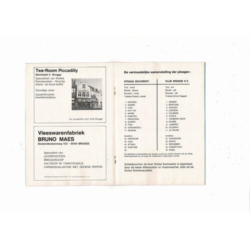 Club Brugge v Steaua Bucharest European Cup Football Programme 1976/77