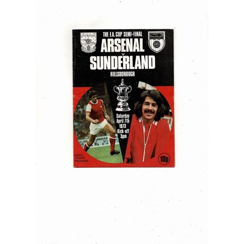 1973 Arsenal v Sunderland FA Cup Semi Final Programme + Insert @ Sheffield Wednesday