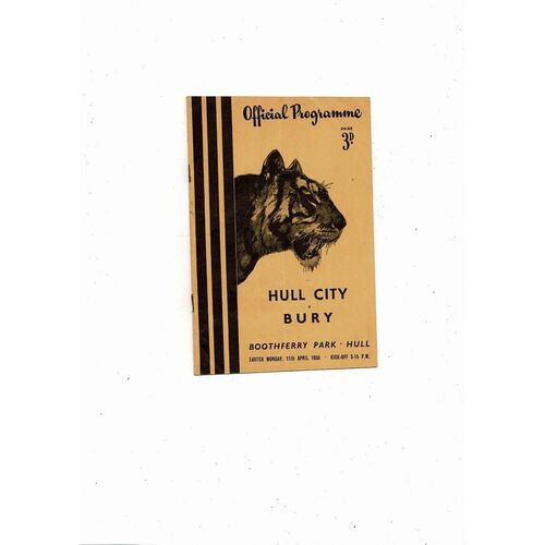 1954/55 Hull City v Bury Football Programme