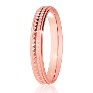 9ct 4mm DIAMOND CUT square stud detail flat profile ring