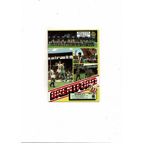 1983/84 Brentford v Burnley Football Programme