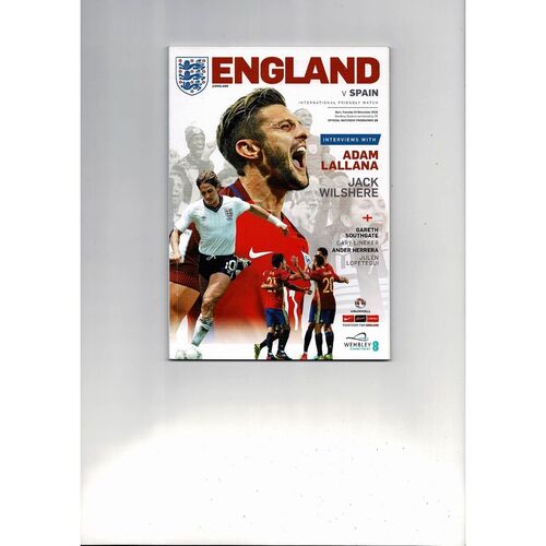 2016 England v Spain Football Programme