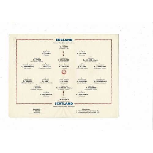 1965 England v Scotland Football Programme