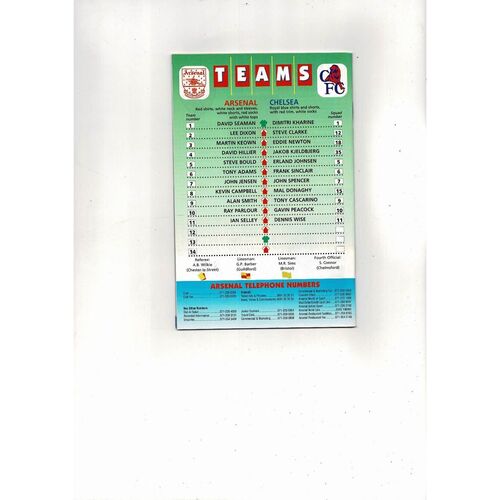 1993/94 Arsenal v Chelsea Football Programme