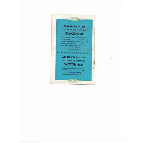 1958/59 Manchester City v Chelsea Football Programme