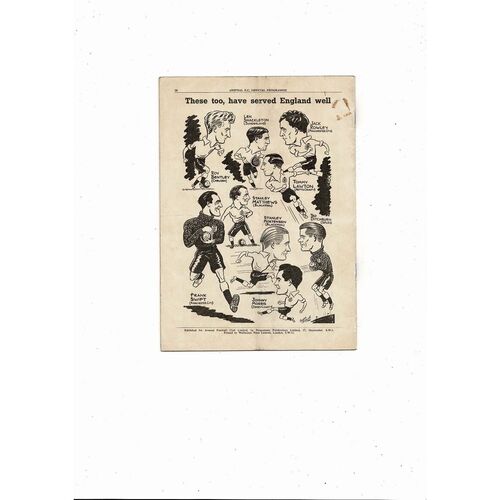 1950 England v Yugoslavia Football Programme