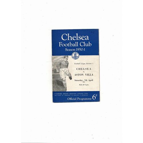 1950/51 Chelsea v Aston Villa Football Programme