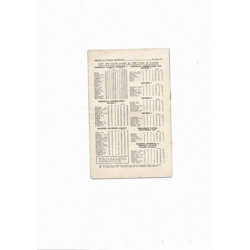 1952/53 Chelsea v Arsenal Football Programme