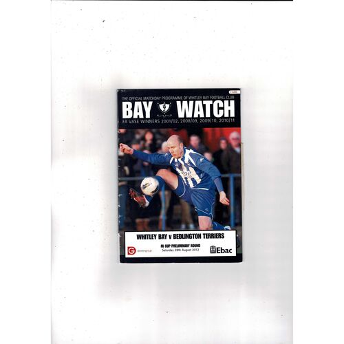 Whitley Bay v Bedlington Terriers FA Cup Football Programme 2012/13 + Press Cuttings
