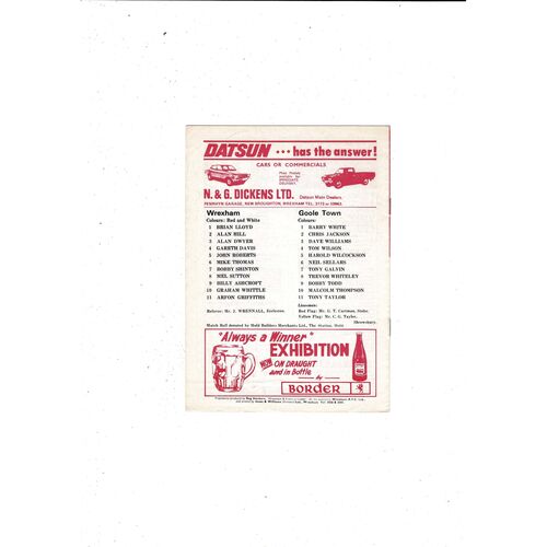 Wrexham v Goole Town FA Cup Football Programme 1976/77