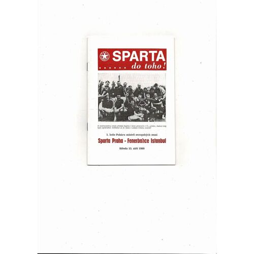 Sparta Prague v Fenerbahce European Cup Football Programme 1989/90