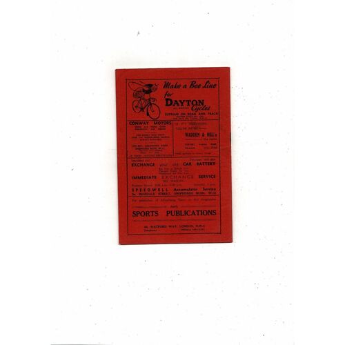 1950/51 Brentford v Notts County Football Programme