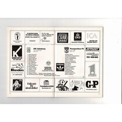 Gothenburg v Pezoporikos European Cup Football Programme 1988/89