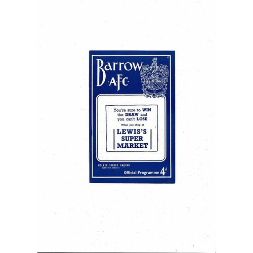 1960/61 Barrow v Doncaster Rovers Football Programme