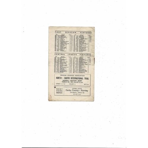 1946/47 Derby County v Brentford Football Programme