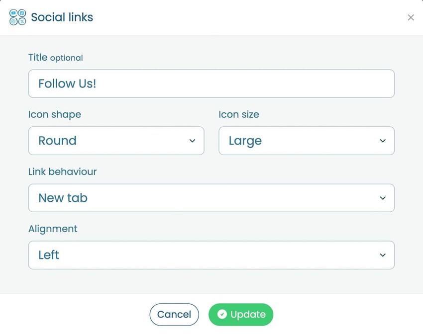 New "Social links" element