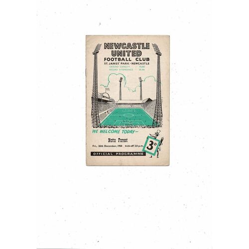 1958/59 Newcastle United v Nottingham Forest Football Programme