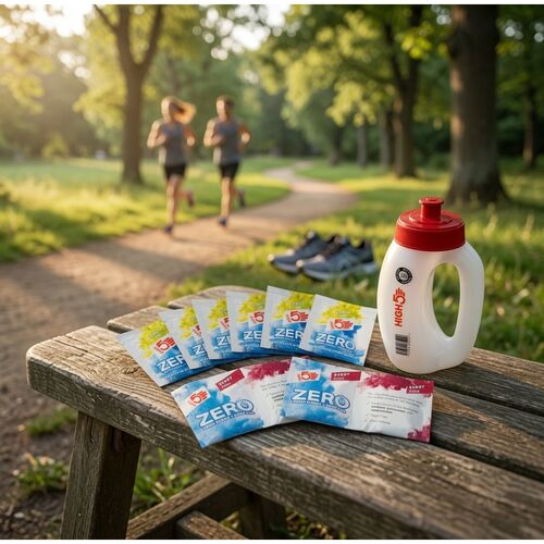 HIGH5 Run Hydration Pack | Eco Bottle + 8 Zero Sachets (Citrus & Berry)