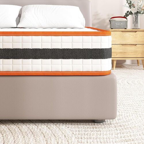 CozyLiving Hybrid Memory Foam and Spring Mattress, Double 4ft6 Breathable Memory Foam Mattress, Orthopaedic Comfort, Pressure Relief and Hypoallergenic