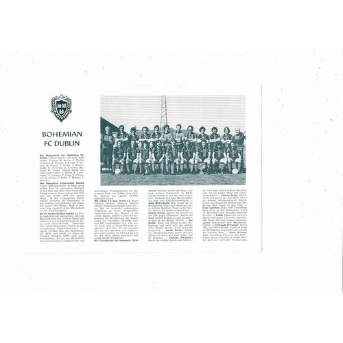 Dynamo Dresden v Bohemian European Cup Football Programme 1978/79