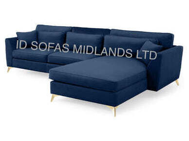 DEVA CHAISE CORNER SOFA IN NAVY BLUE PLUSH