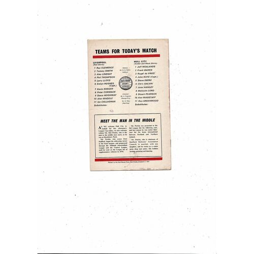 1973/74 Liverpool v Hull City League Cup Replay Football Programme