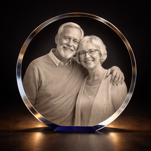 Super Ocean Blue Circle 3D Crystal Photo Gift