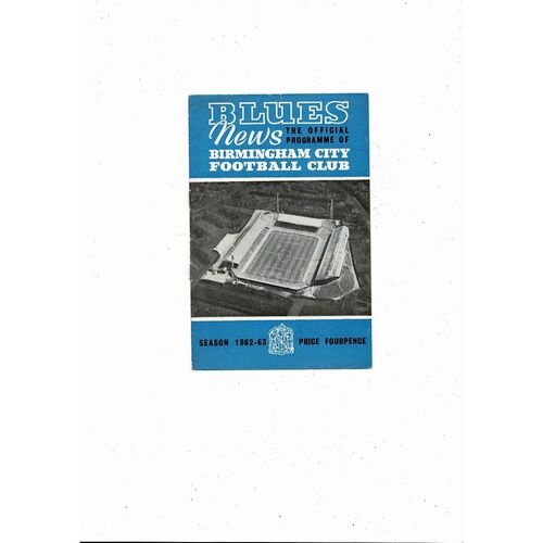 1962/63 Birmingham City v Blackpool Football Programme