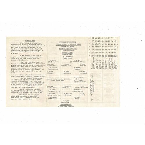 Spartan League v Isthmian League Friendly Programme 1963/64 @ Boreham Wood