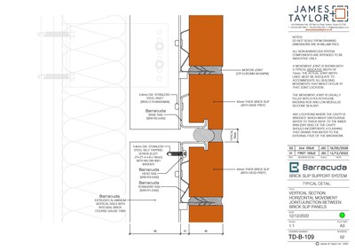 System Drawings | jamesandtaylor limited | Terracotta Tile Facade | Facing Brick System | Facade Metal