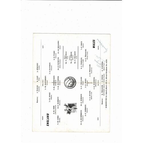 1965 England v Wales Schools International Football Programme @ Elland Rd Leeds