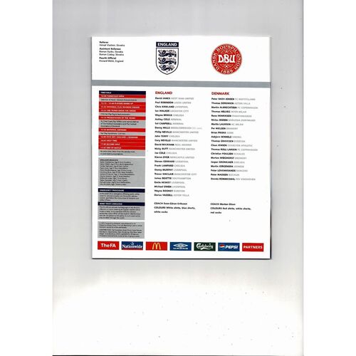 2003 England v Denmark Football Programme @ Manchester United