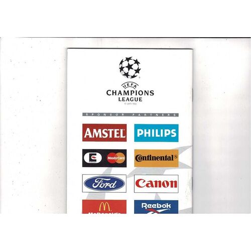 Grasshopper Zurich v Ajax UEFA Champions League Football Programme 1995/96