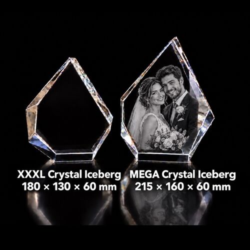 MEGA 3D Crystal Iceberg Photo Gift – 215 × 160 × 60 mm