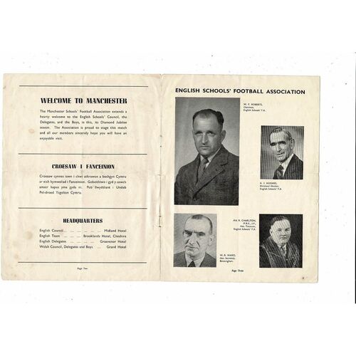 1949 England v Wales Schools International Football Programme @ Manchester City