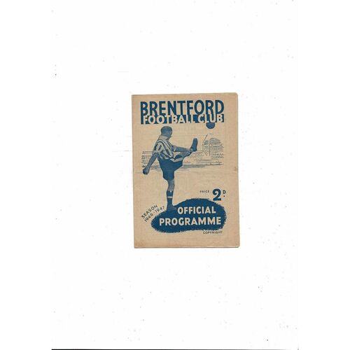 1946/47 Brentford v Aston Villa Football Programme