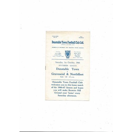 1966/67 Dunstable Town v Gravesend & Northfleet Southern League