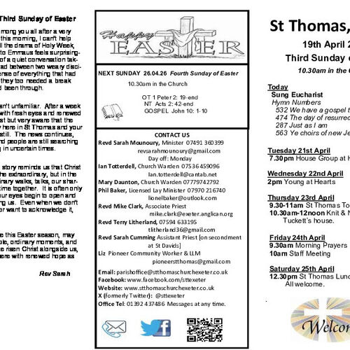 Pew Sheet | The Parish of St Thomas, Exeter