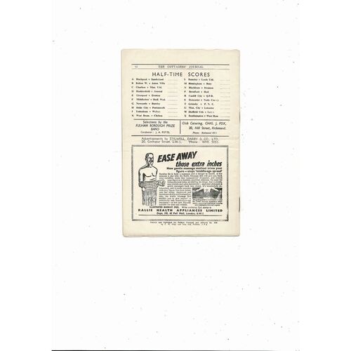1950/51 Fulham v Derby County Football Programme