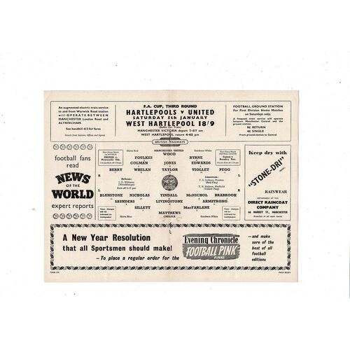 1956/57 Manchester United v Chelsea Football Programme