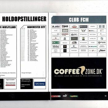 FC Midtjylland v Manchester City UEFA Cup Football Programme 2008/09