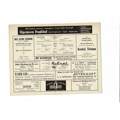 Feyenoord v Tottenham Hotspur ECWC Stadion Nieuws Edition 1961/62