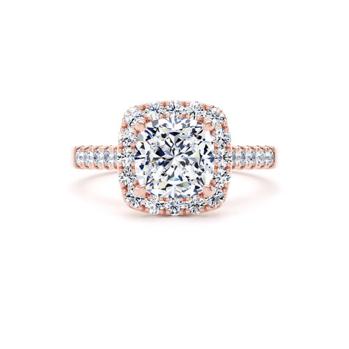 Cushion cut halo with claw settings