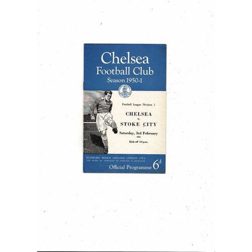 1950/51 Chelsea v Stoke City Football Programme + Press Cutting