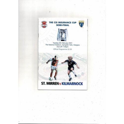 2000/01 St Mirren v Kilmarnock Scottish League Cup Semi Final Programme