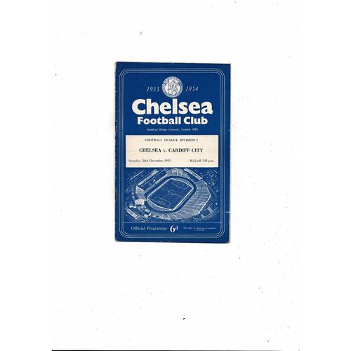 1953/54 Chelsea v Cardiff City Football Programme