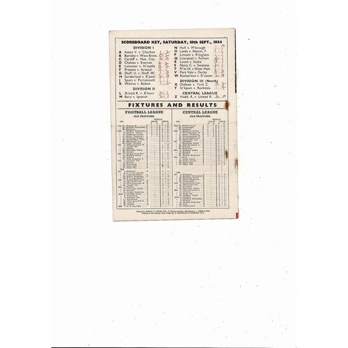 1954/55 Manchester United v Huddersfield Town Football Programme