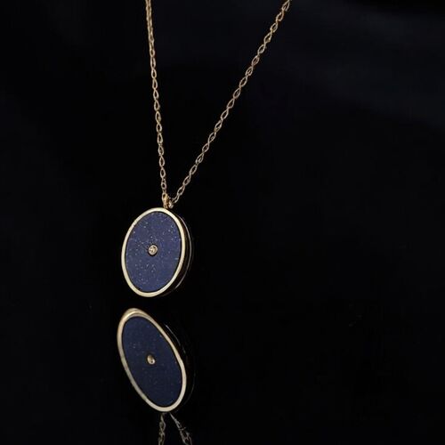 Lapis Lazuli and cubic zirconia locket