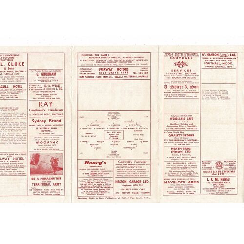 Southall v Yiewsley FA Cup Replay Football Programme 1963/64