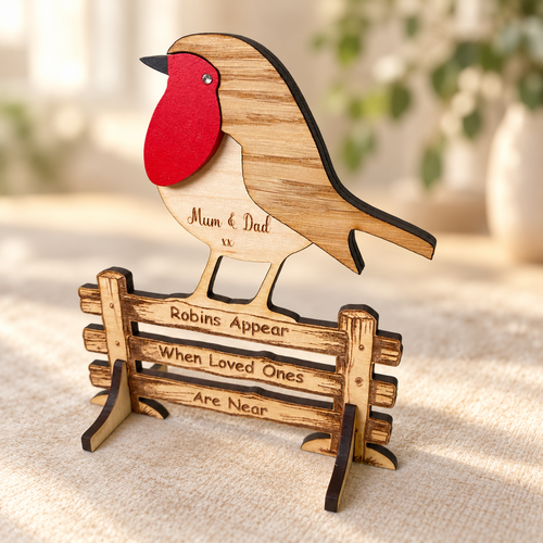 Personalised Wooden Robin Memorial Keepsake
